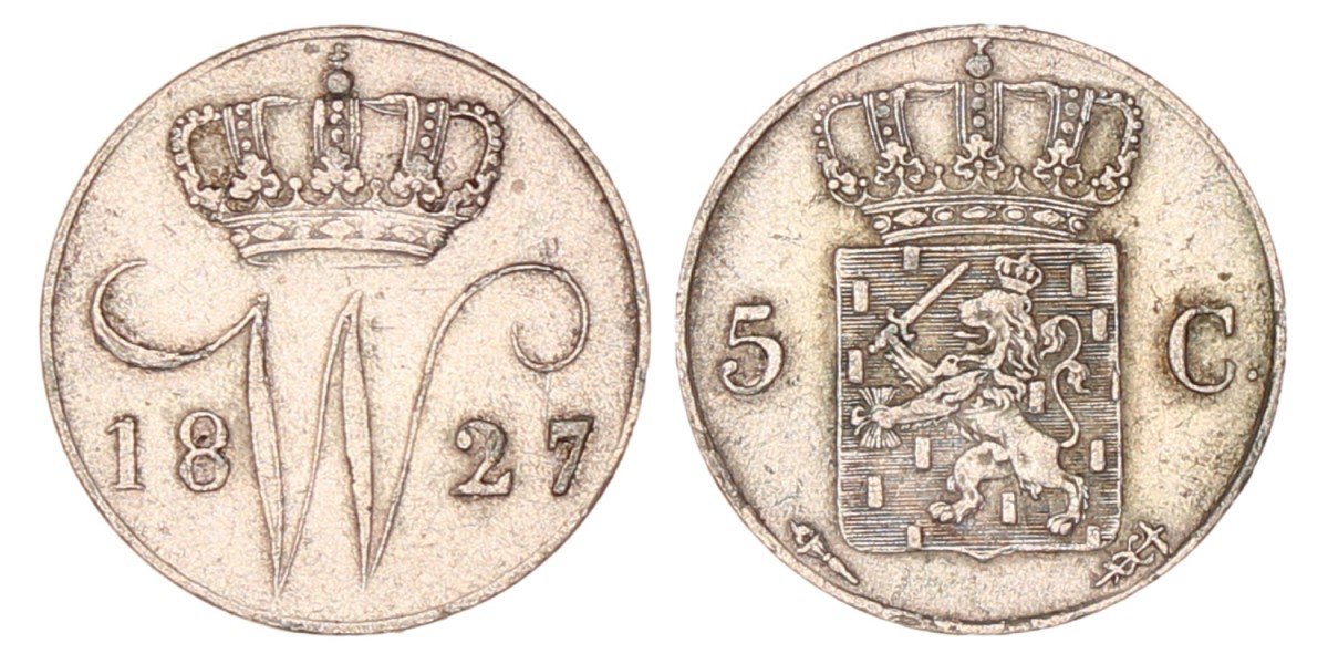 5 Cent. Willem I. 1827 U. Zeer Fraai +.
