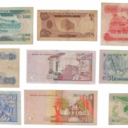 Mauritius. Lot 9 notes. Banknote. Type ND. - Fine / Very fine.