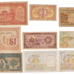 French Indo-China. Lot 9 notes. Banknote. Type ND. - Good – Very fine.