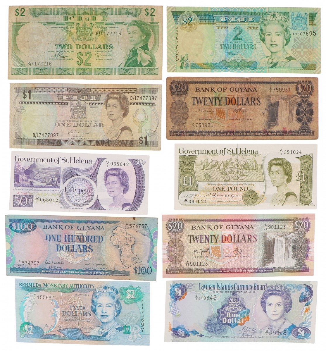 World. Lot 10 notes. Banknote. Type ND. - Good - UNC.