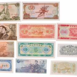 North Korea. Lot 22 notes. Banknote. Type 1947-1978. - Fine – UNC.