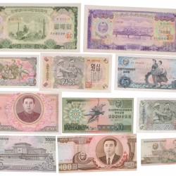 North Korea. Lot 22 notes. Banknote. Type 1947-1978. - Fine – UNC.