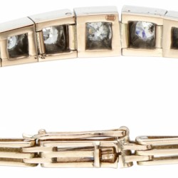 18 kt. Roségouden art deco armband bezet met ca. 0.58 ct. diamant.