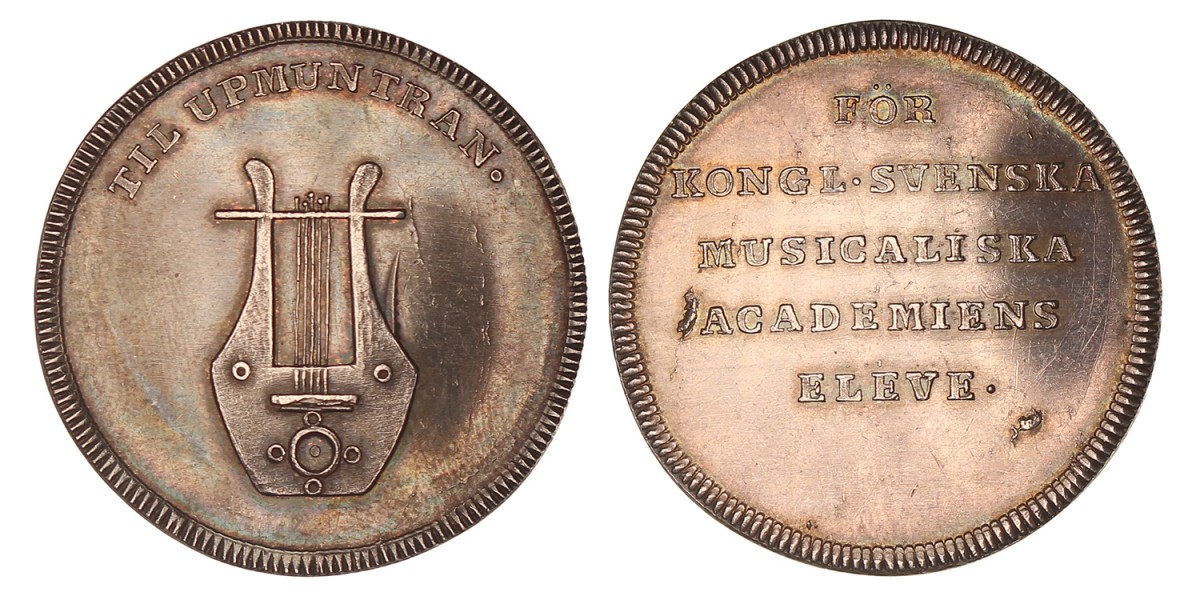 Sweden. N.D. Encouragement token for students of the Swedish Royal Music Academy.