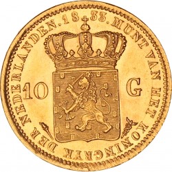 10 gulden goud. Willem I. 1833. Prachtig -.