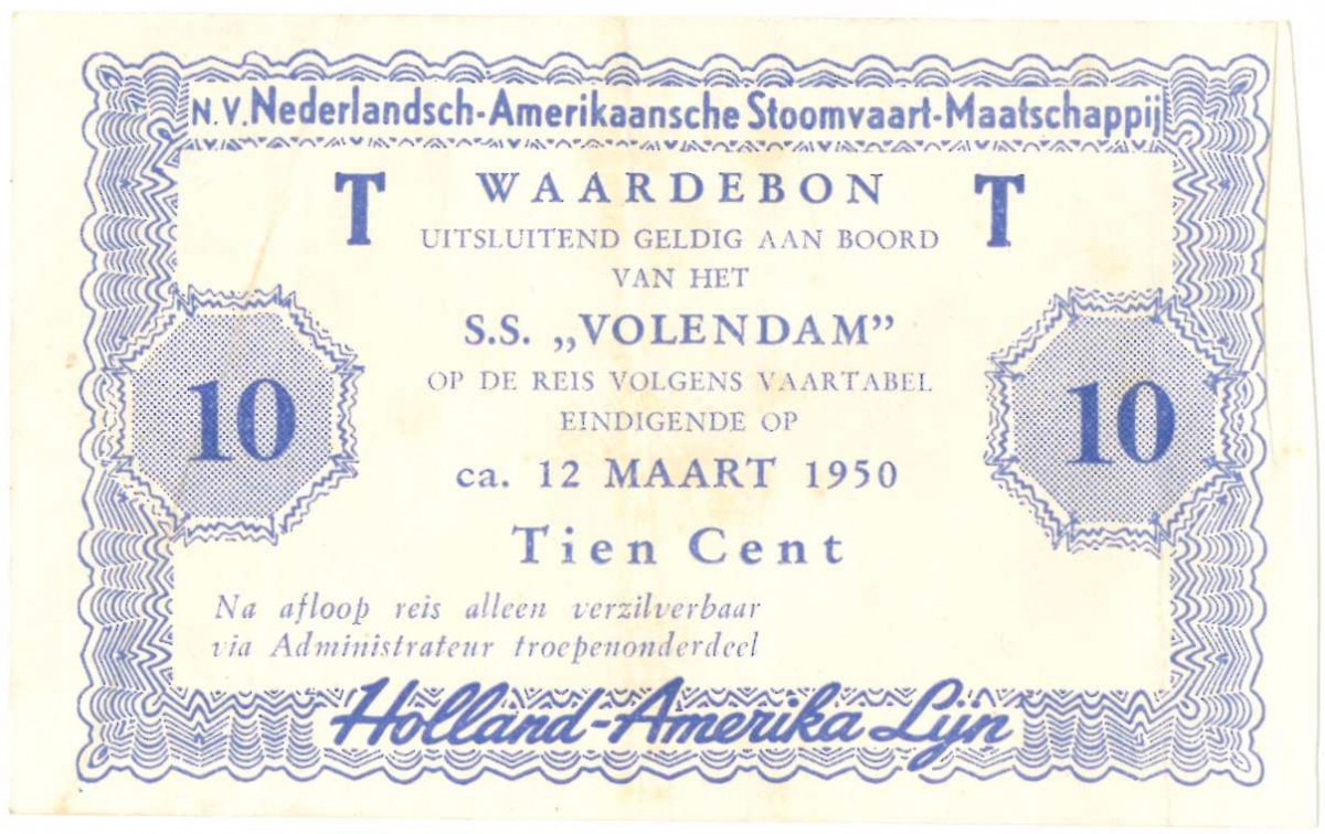 Nederland. 10 cent. Waardebon. Type 1950. Type Volendam. - Fraai / Zeer Fraai.