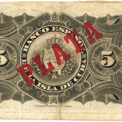 Cuba. 5 Pesos. Banknote. Type 1896. - Fine.