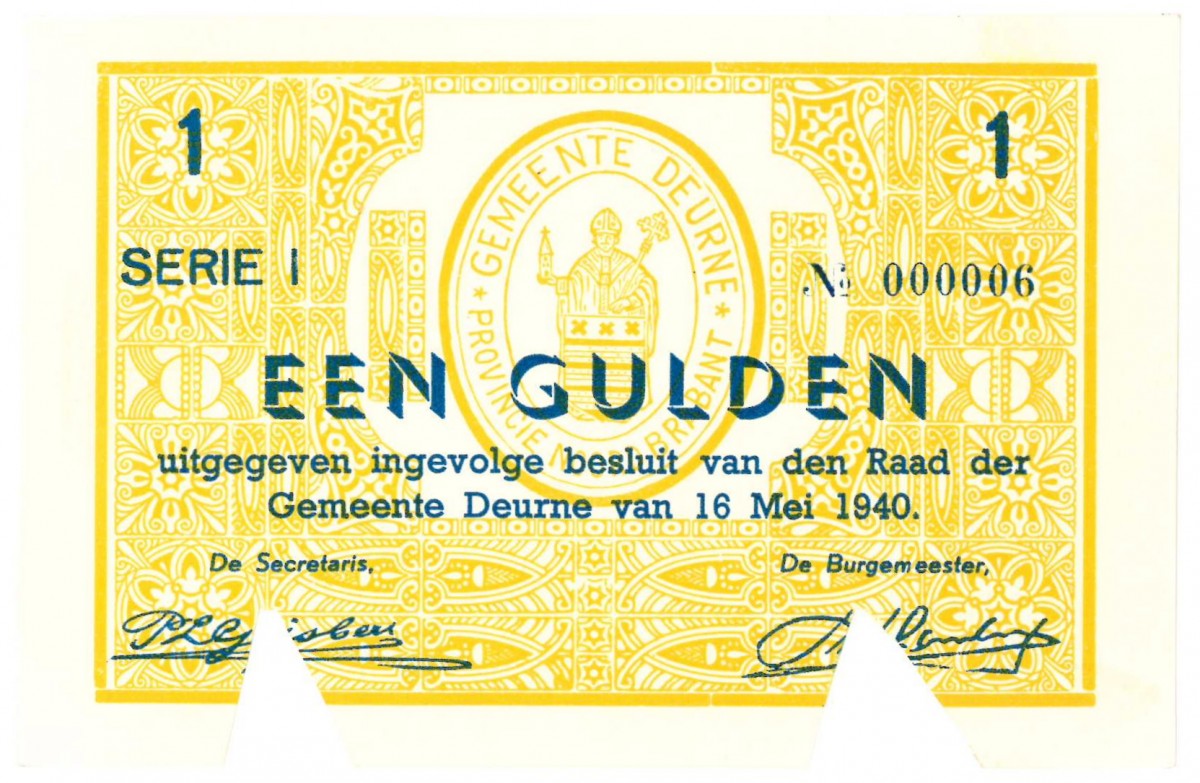 Nederland. 1 gulden. Noodgeld. Type 1940. Type Deurne. - UNC.