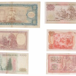 Chile. Lot 6 notes. Banknote. Type ND. - Very fine -.