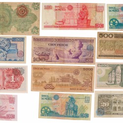 Mexico. Lot 20 notes. Banknote. Type 1957-2001. - Very fine / Extremely fine.