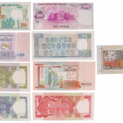 Uruguay. Lot 9 notes. Banknote. Type 1989-1998. - UNC.