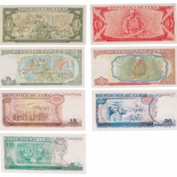 Cuba. Lot 7 notes. Banknote. Type 1988-1995. - UNC.