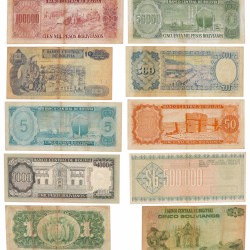 Bolivia. Lot 10 notes. Banknote. Type ND. - Good – Very fine.