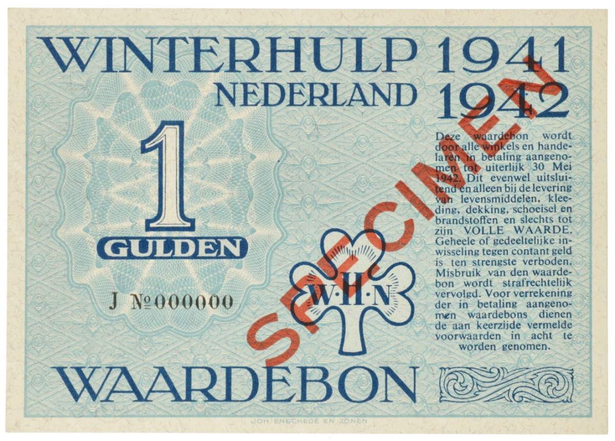 Nederland. 1 gulden. Waardebon. Type 1941-1942. - UNC.