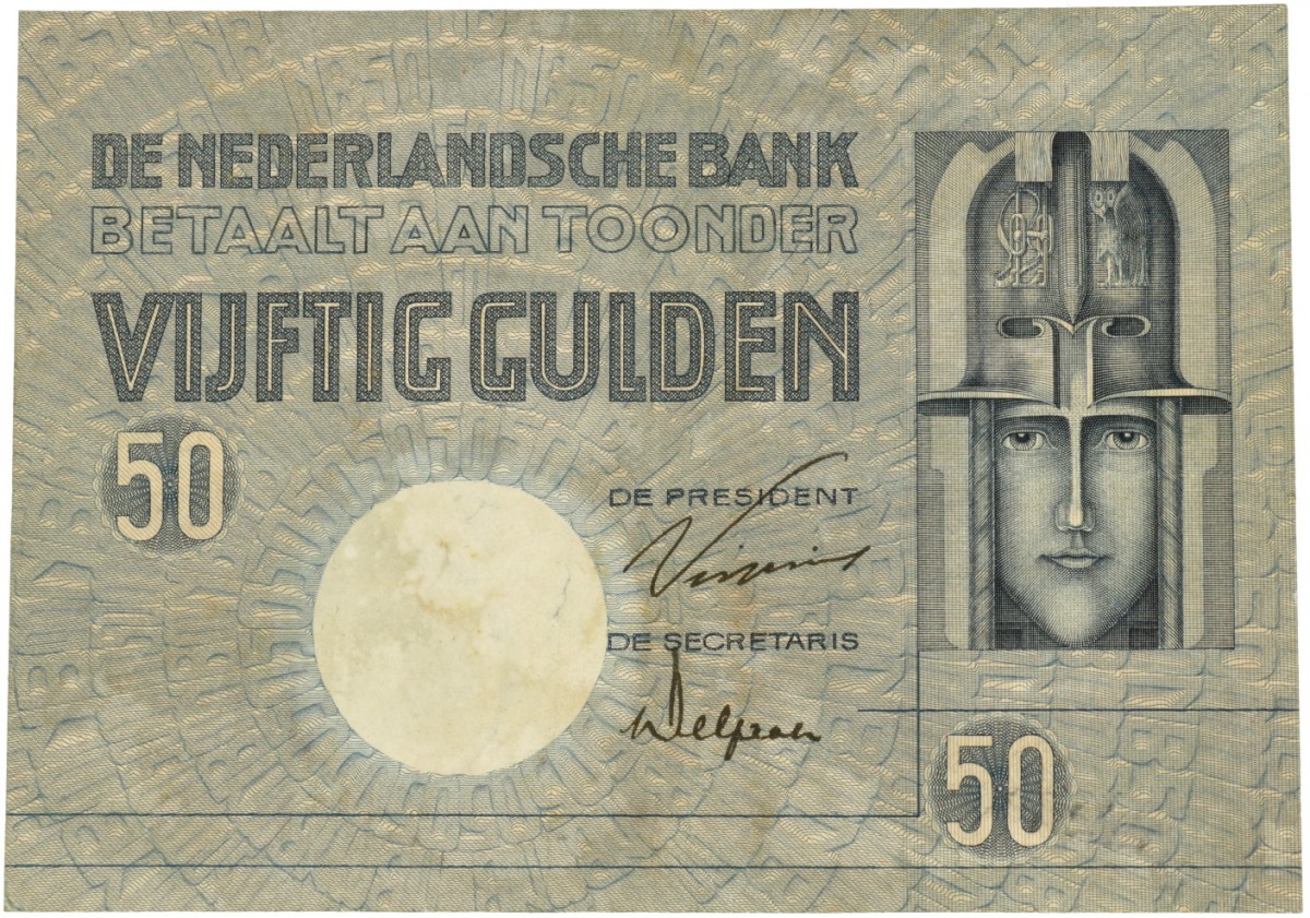 Nederland. 50 gulden. Bankbiljet. Type 1929. Type Minerva. - Fraai -.