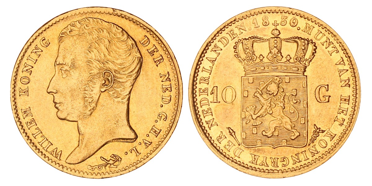 10 gulden goud. Willem I. 1830. Zeer Fraai / Prachtig.
