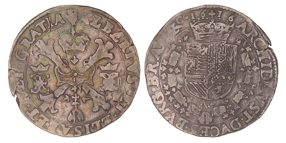 Halve Patagon. Brabant. Antwerpen. Albrecht en Isabella. 1616. Fraai / Zeer Fraai.