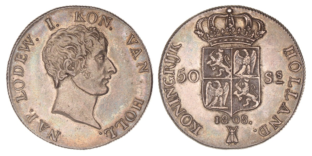 50 Stuiver. Lodewijk Napoleon. 1808. Prachtig.
