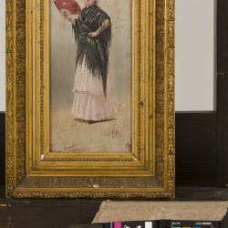 Spaanse School, eerste kwart 20e eeuw. Een Spaanse vrouw met waaier.