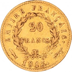20 Francs. Napoleon. 1813. Zeer Fraai.