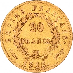 20 Francs. Napoleon. 1813. Zeer Fraai.