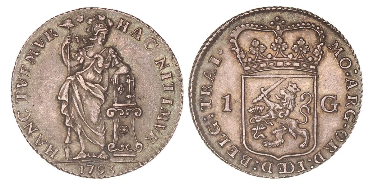 1 gulden -generaliteits-. Utrecht. 1793. Zeer Fraai +.