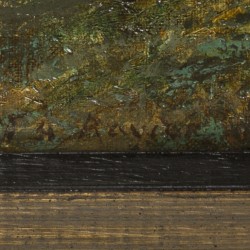 François-Auguste Ravier (Lyon 1814 - 1895 Morestel), Paysage de Morestel - Moeraslandschap met ondergaande zon.