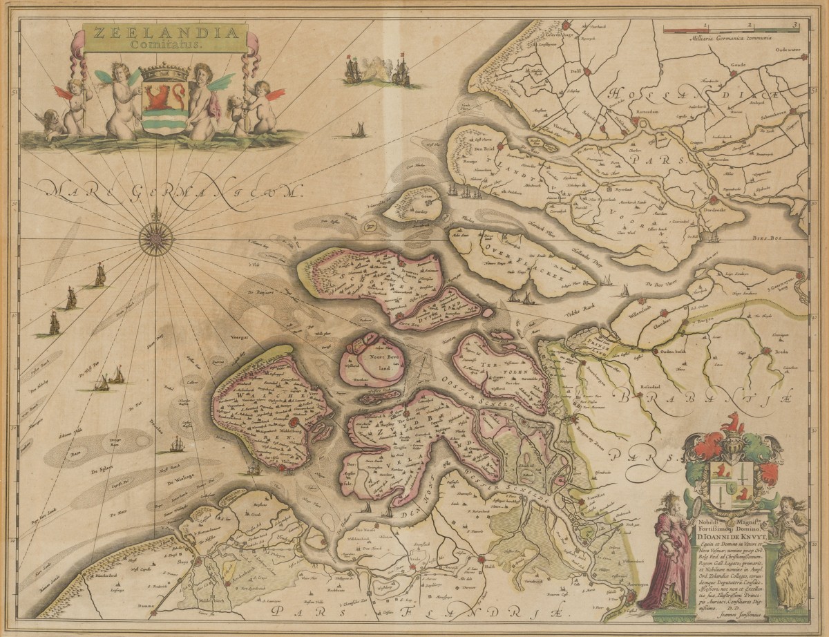 Zeeland, "Zeelandia Comitatus" door Joannes Janssonius (Arnhem 1588 - 1664 Amsterdam).