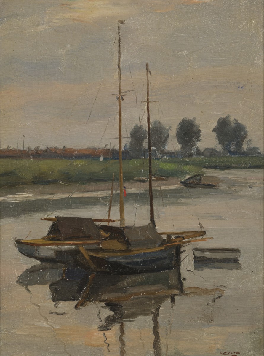 Cor Noltee (Den Haag 1903 - 1967 Dordrecht), Zeilbootjes op de Merwede bij Dordrecht.