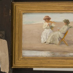 Toegeschreven aan Clarence-Alphonse Gagnon (Sainte-Rose bij Laval 1881 - 1942 Montreal, Ca.), Elegante dames op het strand bij St. Malo (?).