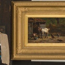 Simon van den Berg (Overschie 1812 - 1891 Arnhem), Kleinvee bij een stal