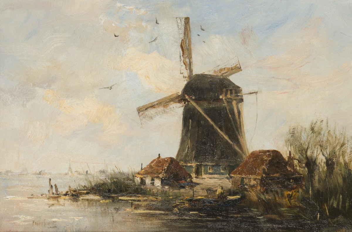 Hobbe Smith (Witmarsum 1862 - 1942 Amsterdam), Een molen aan de waterkant.