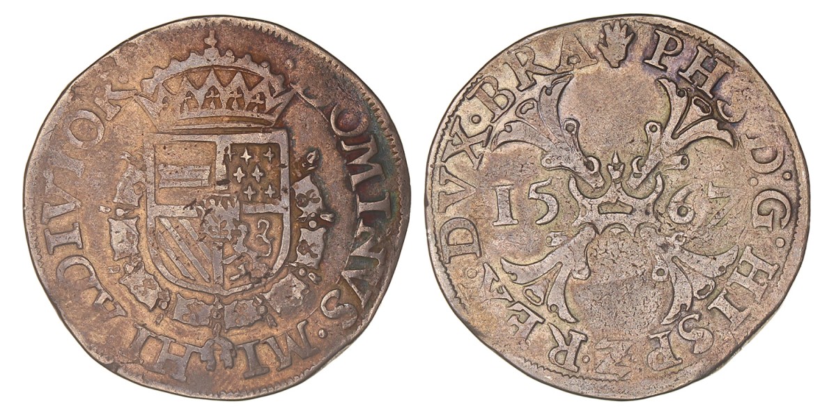 Halve Bourgondische rijksdaalder. Brabant. Antwerpen. Filips II. 1567. Zeer Fraai.
