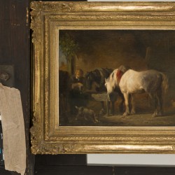 Pieter Frederik van Os (Amsterdam 1808 - 1892 Haarlem), Paarden bij de trog.