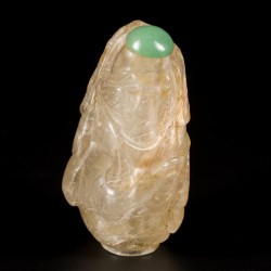 Een bergkristallen snuff bottle gedecoreerd met kalebas, China, 19e eeuw.