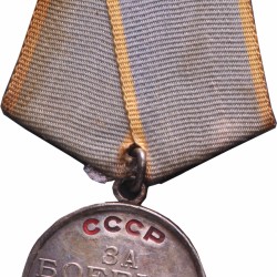 Russia. Soviet Union. N.D. Medal 'For Battle Merit' with bifold ribbon.