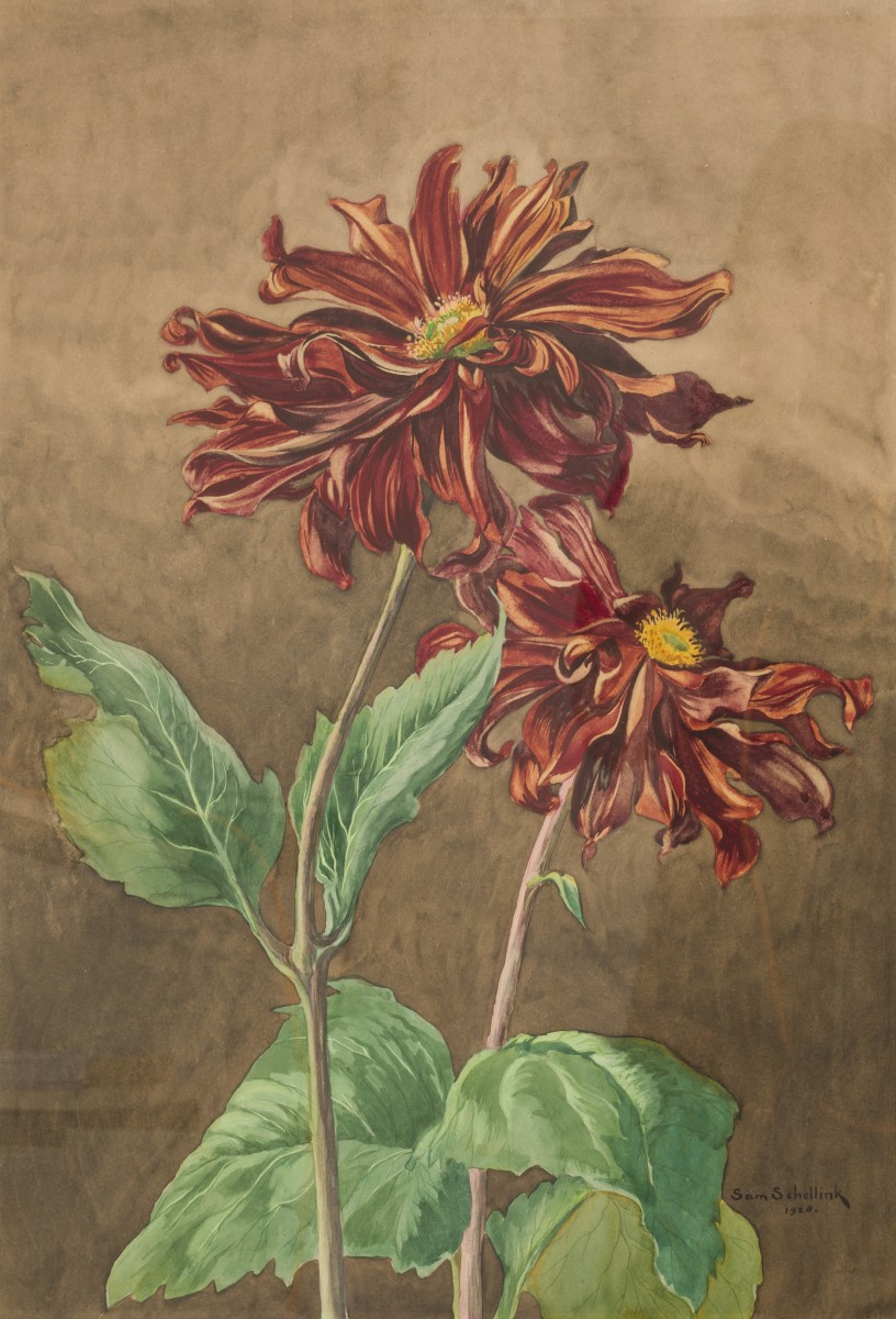 Sam Schellink (Utrecht 1876 - 1958 Den Haag), Stilleven van bloemen.