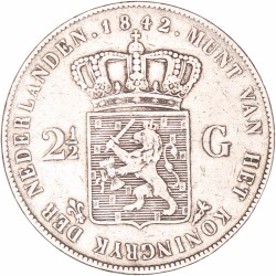 2½ Gulden. Willem II. 1842. Fraai / Zeer Fraai.