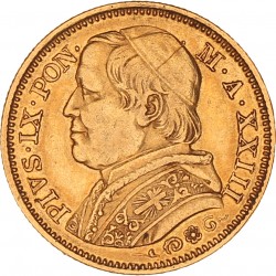 Italian States. Papal states. Pius IX. 20 Lire. 1868.