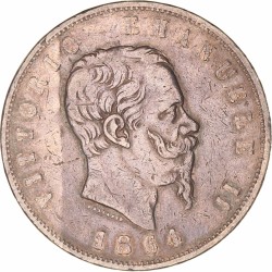 Italy. Vittorio Emanuele II. 5 Lire. 1864.