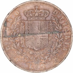 Italy. Vittorio Emanuele II. 5 Lire. 1864.
