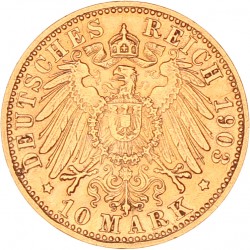 German States. Württemberg. Wilhelm II. 10 Mark. 1903 F.