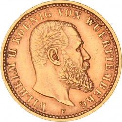 German states. Württemberg. Wilhelm II. 10 Mark. 1904 F.