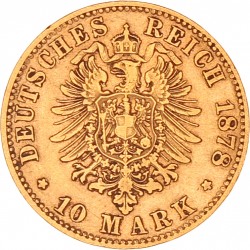 German states. Württemberg. Karl I. 10 Mark. 1878 F.