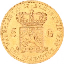 5 gulden goud. Willem I. 1826 B. Zeer Fraai +.