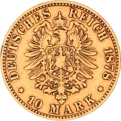 German states. Württemberg. Karl I. 10 Mark. 1878 F.