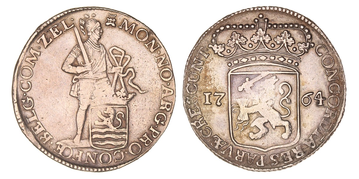 Zilveren Dukaat. Zeeland. 1764. Zeer Fraai.