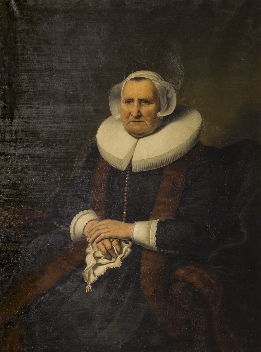 Naar Ferdinand Bol (Dordrecht 1616 - 1680 Amsterdam), Portret van een oude vrouw, mogelijk Elizabeth Bas.