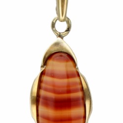 14 kt. Geelgouden vintage collier en hanger bezet met agaat.