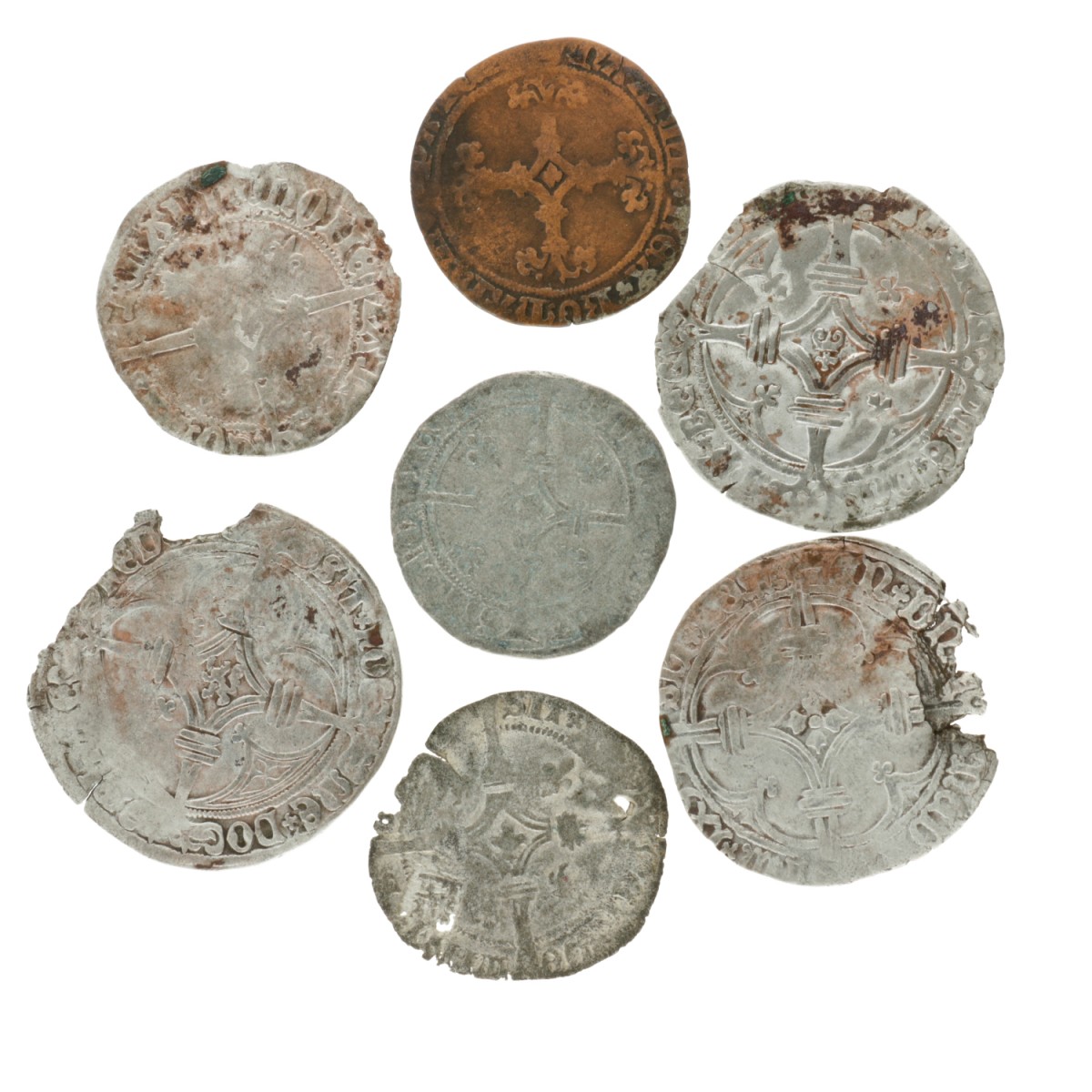 Lot (7) Bourgondische munten. 15e - 16e eeuw. Gemiddeld Zeer Fraai.